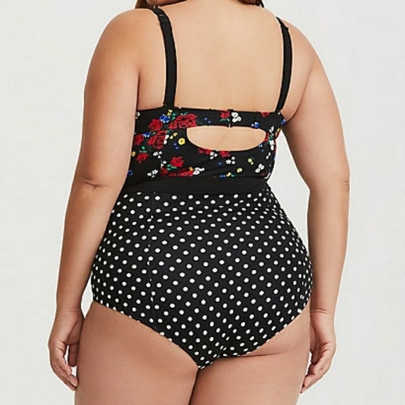 PRICE FIRM Torrid Floral Dot Puah -Up Swimsuite - Picture 3 of 7